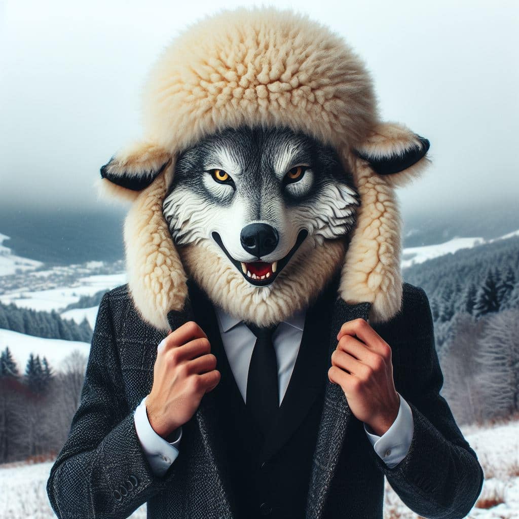 imagen de un lobo con piel de cordero.